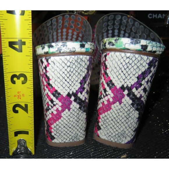 Steve Madden Multicolor Rhinestone Embellished Snake Skin Heeled Mules Size 6 - Picture 5 of 10
